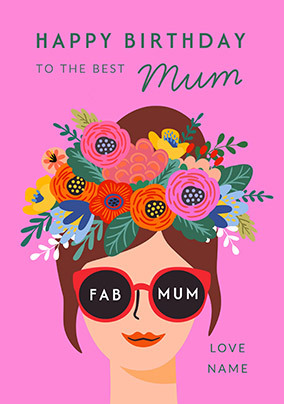 Fab Mum Red Sunglasses Personalised Birthday Card