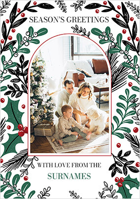 Season's Greetings Foliage Photo Christmas Card