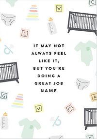 Tap to view Doing a Great New Job Personalised New Baby Card