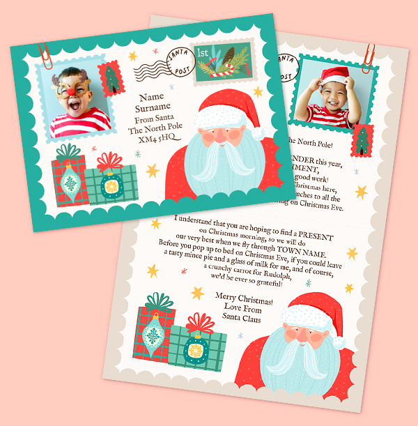 Teal Letter From Santa Christmas Card