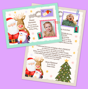 Teal Letter From Santa & Friends Christmas Card