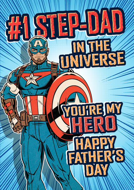 Captain America - No 1 Step-Dad Father's Day Card