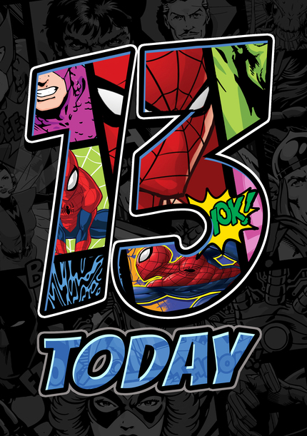 Marvel 13 Today Birthday Card