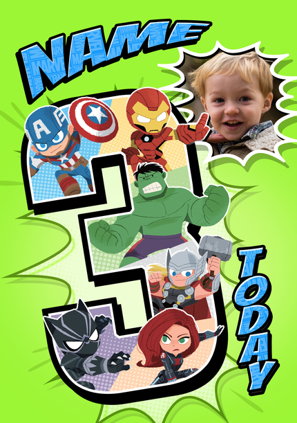 Avengers Age 3 Photo Upload Card