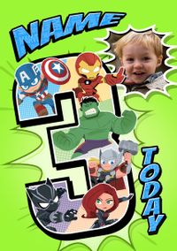 Tap to view Avengers Age 3 Photo Upload Card