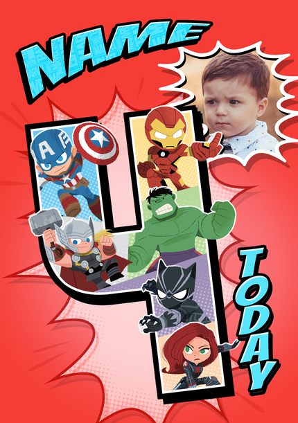 Avengers Age 4 Photo Upload Card