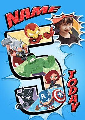 Avengers Age 5 Photo Upload Card