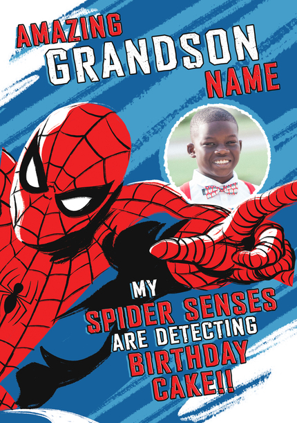 Spider-man Amazing Grandson Photo Birthday Card