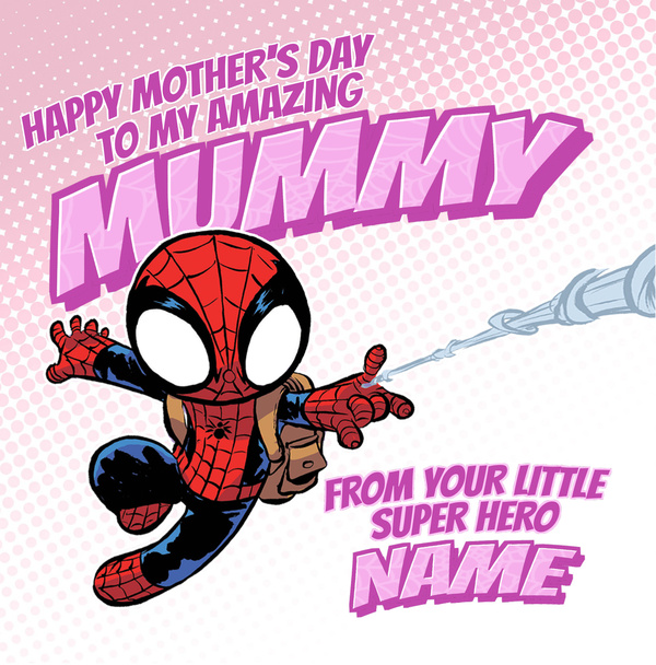 Spiderman Mummy Mother's Day Square Card