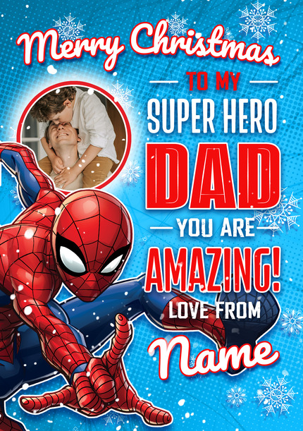 Spider -Man Super Hero Dad Christmas Photo Card