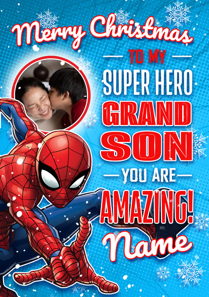 Spider-Man Super Hero Grandson Christmas Photo Card