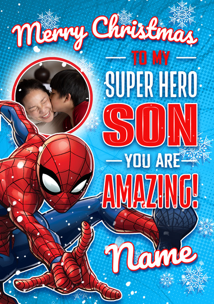 Spider-Man Super Hero Son Christmas Photo Card