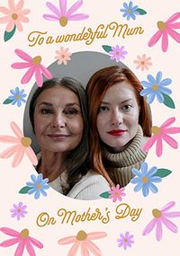 Tap to view Wonderful Mum on Mother's Day Floral Border Photo Card