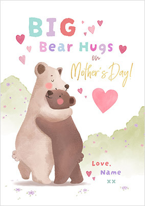 Cinnamon Bear Mother's Day Hugs Personalised Card