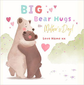 Cinnamon Bear Mother's Day Hugs Square Card