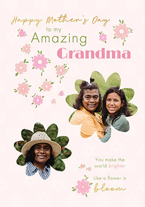 Amazing Grandma Ditsy Floral 2 Photo Mother's Day Card