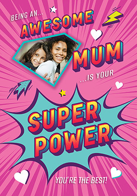 Super Power Mum Photo Mother's Day Card