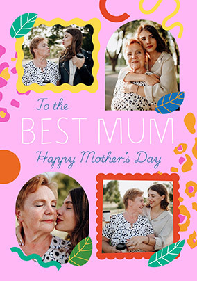 Best Mum Colourful 4 Photo Mother's Day Card