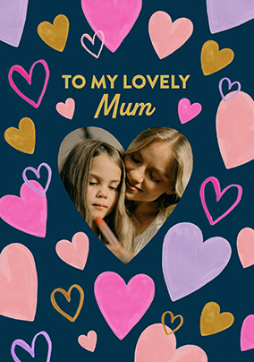 Hearts Lovely Mum Photo Mother's Day Card