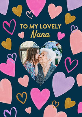 Hearts Lovely Nana Mother's Day Photo Card