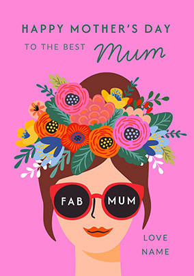 Fab Mum Red Sunglasses Personalised Mother's Day Card