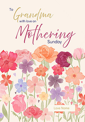 Grandma on Mothering Sunday Floral Mother's Day Card