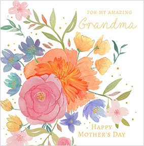 Amazing Grandma Floral Square Mother's Day Card