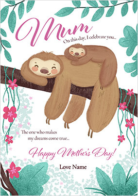 Cute Sloths Happy Mother's Day Mum Card