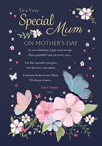 Tap to view Special Mum Floral Butterfly Mother's Day Verse Card