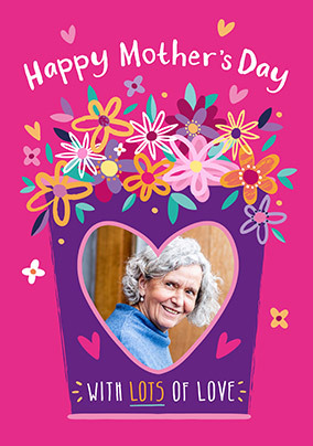 Floral Happy Mother's Day Photo Upload Heart Card