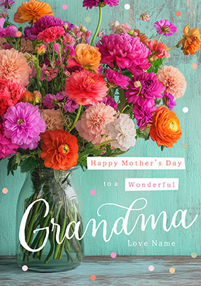 Wonderful Grandma Photographic Floral Mother's Day Card