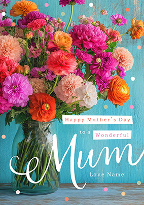 Wonderful Mum Photographic Floral Mother's Day Card