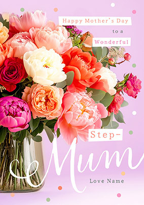 Step-Mum Photographic Floral Mother's Day Card