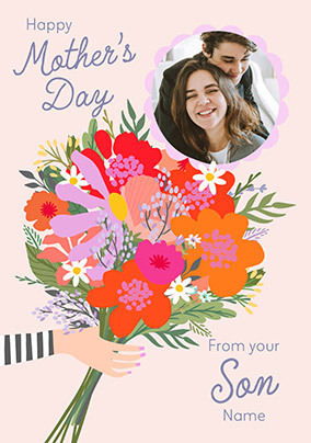 Happy Mother's Day From Your Son Floral Bouquet Photo Card