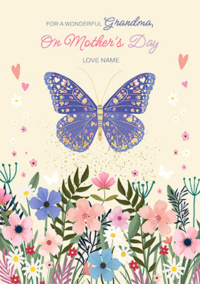 Wonderful Grandma on Mother's Day Butterfly Card