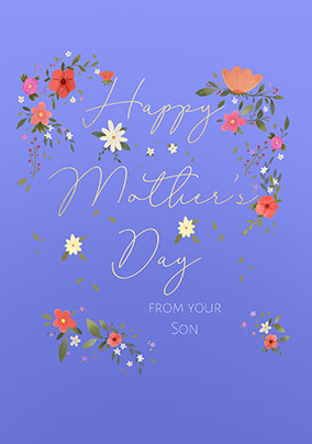 Happy Mother's Day From Your Son Purple Floral Card