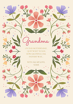 Floral Border Grandma Verse Mother's Day Card