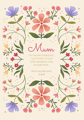 Floral Border Mum Verse Mother's Day Card