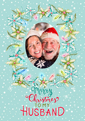 Husband Holly Christmas Photo Card