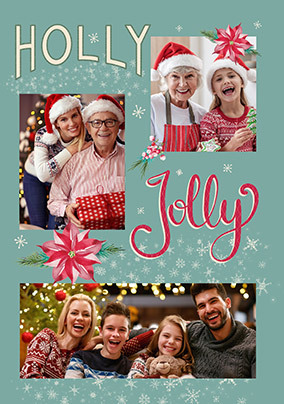 Holly Jolly Christmas 3 Photo Card
