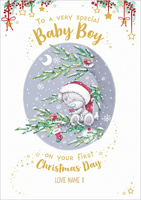 Me To You - Baby Boy 1st Christmas Personalised Card