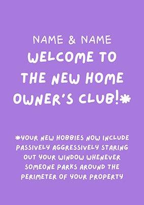 New Home Owners Club Card