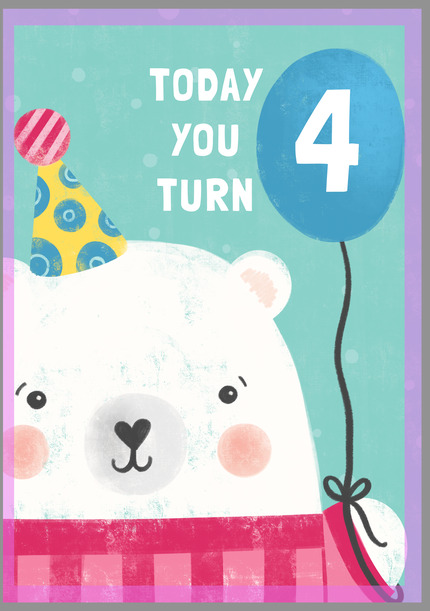 4th Birthday Bear Card