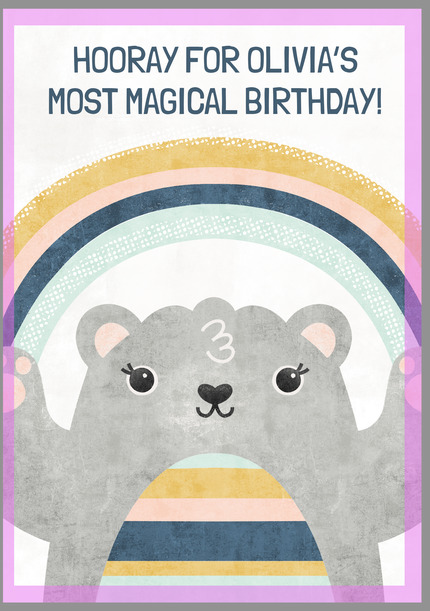 Bear and Rainbow Kids Birthday Card