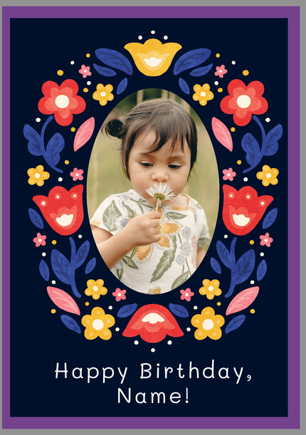 Floral Personalised Kids Birthday Card