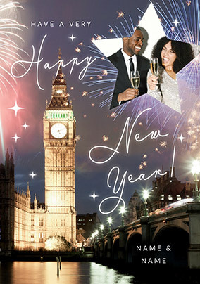 London Fireworks New Year Photo Upload Card