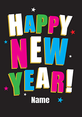 Personalised Simple Bold Happy New Year Card