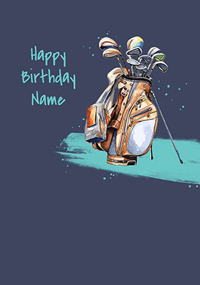 Golf Clubs Personalised Birthday Card