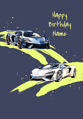 Sportscar Personalised Birthday Card