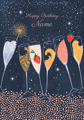 Champagne Flutes Personalised Birthday Card